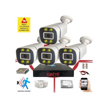 Bises BS 604W 5MP Sony Lens 4 Warm LED Gece Renkli Gösteren Güvenlik Kamerası - 4 Kameralı