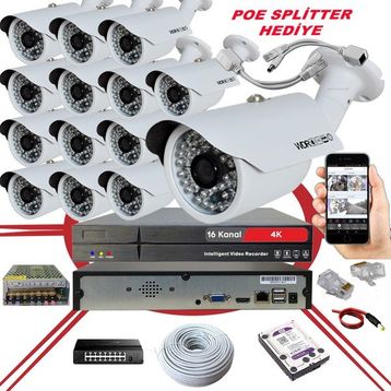 Bises BS 748IP 5 MP 1940p 6 Megapiksel Sony Lens Metal Kasa Ip Güvenlik Kamerası Seti - 14 Kameralı