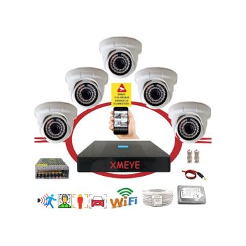 Bises BS D136B Hareket Algılayan 5 MP Sony Lens 1080p Led İç Mekan Güvenlik Kamera Seti - 5 Kameralı