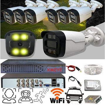 Bises BS504W Hareket Algılamalı 5 MP 1080p Gece Renkli Gösteren Güvenlik Kamerası Seti - 7 Kameralı