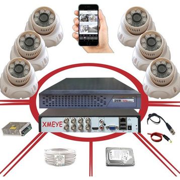 Bises D236-SK6 Hareket Algılamalı 5 MP Sony Lens 1080p 6 Süper King LED Plastik Kasa Güvenlik Kamerası Seti - 6 Kameralı