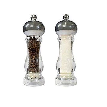 Bisetti Akrilik Metal Kapaklı 16.5 cm 2'li Tuz ve Karabiber Değirmeni