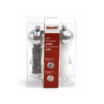 Bisetti Akrilik Metal Kapaklı 16.5 cm 2'li Tuz ve Karabiber Değirmeni