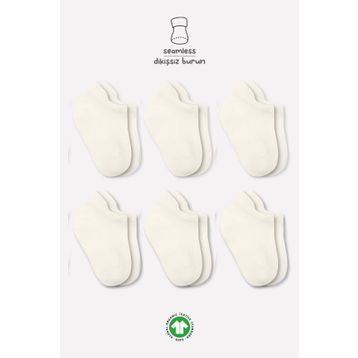 Bistyle 6109 Ekru 6'lı Basic Sneakers Bebek Soket Çorap