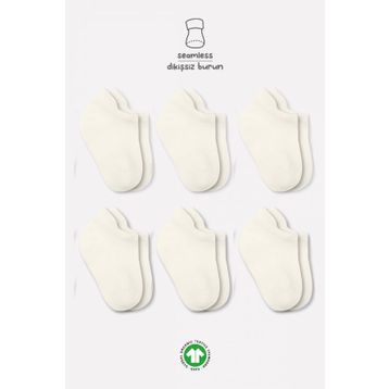 Bistyle 6109 Ekru 6'lı Basic Sneakers Bebek Soket Çorap