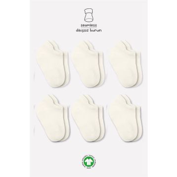 Bistyle 6109 Ekru 6'lı Basic Sneakers Bebek Soket Çorap
