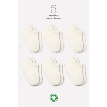 Bistyle 6109 Ekru 6'lı Basic Sneakers Bebek Soket Çorap