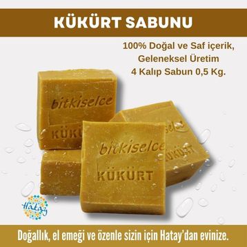 Bitkiselce 4x450 gr El Yapımı Kükürt Sabunu