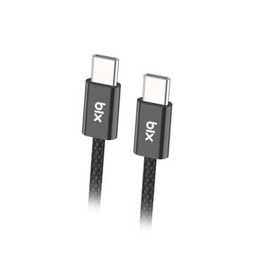 Bix 1 mt Siyah 60W Type-C to Type-C Örgülü Şarj ve Data Kablosu