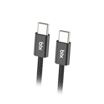 Bix 1 mt Siyah 60W Type-C to Type-C Örgülü Şarj ve Data Kablosu