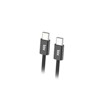 Bix 1 mt Siyah 60W Type-C to Type-C Örgülü Şarj ve Data Kablosu
