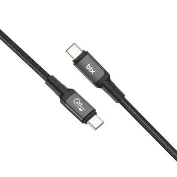 Bix 100W Hi-Speed 20Gbps 4K 60 Hz Koyu Gri 1 mt Örgülü Metalik Başlıklı Type-C Şarj Data ve Görüntü Kablosu