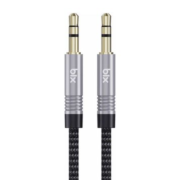 Bix 3.5mm Erkek To Erkek Örgülü Stereo Aux 1 mt Siyah Ses Kablosu