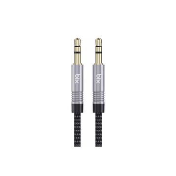 Bix 3.5mm Erkek To Erkek Örgülü Stereo Aux 1 mt Siyah Ses Kablosu