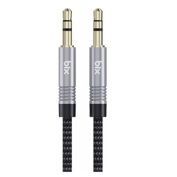 Bix 3.5mm Erkek To Erkek Örgülü Stereo Aux 1 mt Siyah Ses Kablosu