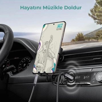 Bix 3.5mm Erkek To Erkek Örgülü Stereo Aux 1 mt Siyah Ses Kablosu