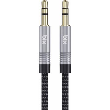 Bix 3.5mm Erkek To Erkek Örgülü Stereo Aux 1 mt Siyah Ses Kablosu