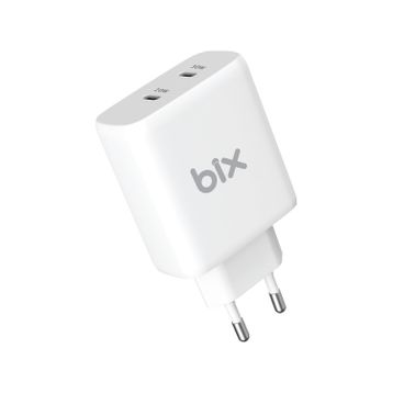 Bix 50W USB-C Çift Portlu iPhone Android ve iPad Uyumlu Type-C PD Hızlı Şarj Adaptörü