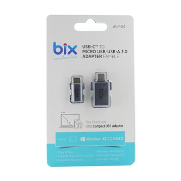 Bix ADP-04 İkisi Bir Arada Micro USB Type-C ve USB Type-C Çeviri Adaptörü