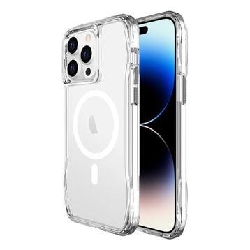 Bix iPhone 13 Pro / 14 Pro Octagon Hava Yastıklı Magsafe Maksimum Korumalı Antrasit Kristal Şeffaf Kılıf