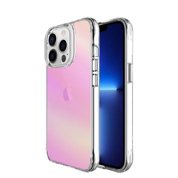 Bix iPhone 13 Pro Pure Rainbow Parmak İzi Önleyici Pembe Çizilmeye Dayanıklı Darbe Emici Renk Geçişli Şeffaf Kılıf
