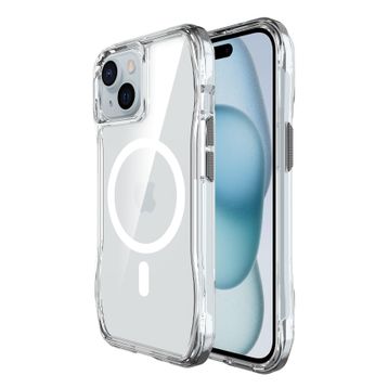 Bix iPhone 13/14/15 Octagon Hava Yastıklı Magsafe Maksimum Korumalı Antrasit Kristal Şeffaf Kılıf