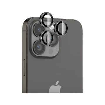 Bix iPhone 14 Pro / 14 Pro Max Safir 3D Kamera Camı 9H Premium Uzay Siyahı Lens Koruyucu