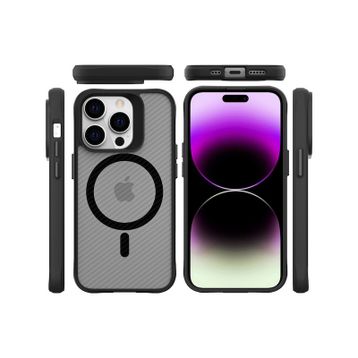 Bix iPhone 14 Pro Max Carbon Fiber Force Magsafe Anti-Şok Teknolojili Kamera ve Ekran Korumalı Kılıf