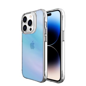 Bix iPhone 14 Pro Max Pure Rainbow Mavi Çizilmeye Dayanıklı Darbe Emici Renk Geçişli Şeffaf Kılıf