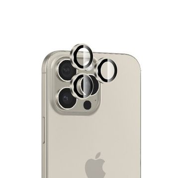 Bix iPhone 15 / 15 Pro Max Safir 3D Kamera Camı 9H Premium Doğal Titanyum Lens Koruyucu