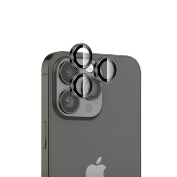 Bix iPhone 15 / 15 Pro Max Safir 3D Kamera Camı 9H Premium Siyah Titanyum Lens Koruyucu
