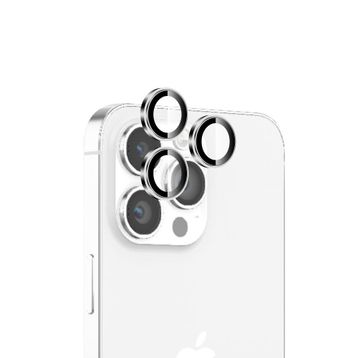 Bix iPhone 15 Pro / 15 Pro Max 9H Gerçek Cam Crystal AR+AF Beyaz Titanyum Lens Koruyucu