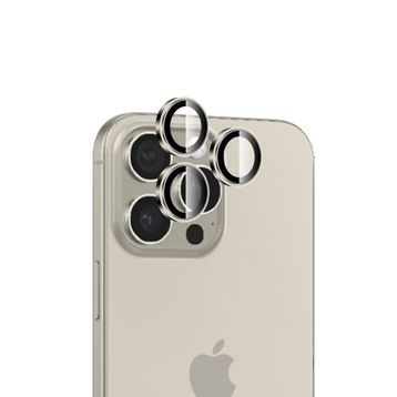 Bix iPhone 15 Pro / 15 Pro Max 9H Gerçek Cam Crystal AR+AF Doğal Titanyum Lens Koruyucu