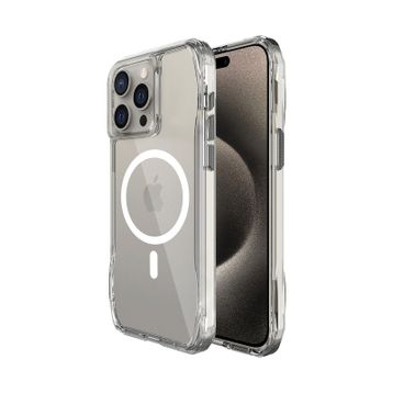 Bix iPhone 15 Pro Max Octagon Hava Yastıklı Magsafe Maksimum Korumalı Antrasit Kristal Şeffaf Kılıf