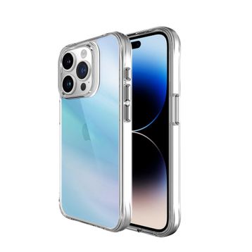 Bix iPhone 15 Pro Max Pure Rainbow Mavi Çizilmeye Dayanıklı Darbe Emici Renk Geçişli Şeffaf Kılıf