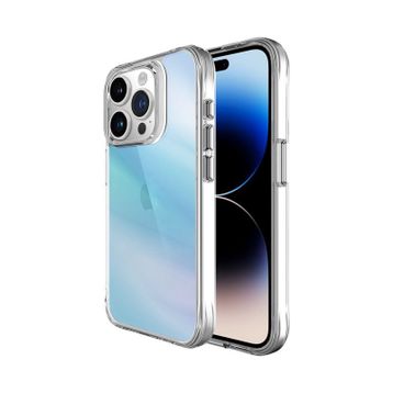 Bix iPhone 15 Pro Pure Rainbow Mavi Çizilmeye Dayanıklı Darbe Emici Renk Geçişli Şeffaf Kılıf