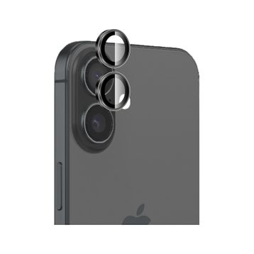Bix iPhone 16 / 16 Plus 9H Gerçek Cam Crystal AR+AF Siyah Lens Koruyucu