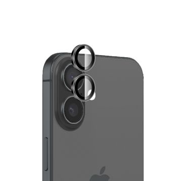 Bix iPhone 16 / 16 Plus 9H Gerçek Cam Crystal AR+AF Siyah Lens Koruyucu