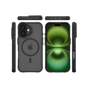 Bix iPhone 16 Plus Carbon Fiber Force Magsafe Anti Şok Teknolojili Kamera ve Ekran Korumalı Kılıf