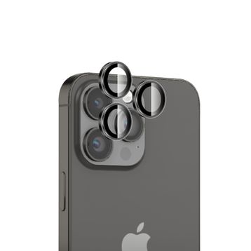 Bix iPhone 16 Pro / 16 Pro Max 9H Gerçek Cam Crystal AR+AF Siyah Titanyum Lens Koruyucu