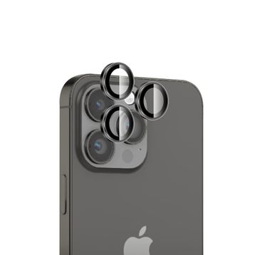 Bix iPhone 16 Pro / 16 Pro Max 9H Gerçek Cam Crystal AR+AF Siyah Titanyum Lens Koruyucu