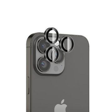 Bix iPhone 16 Pro / 16 Pro Max 9H Gerçek Cam Crystal AR+AF Siyah Titanyum Lens Koruyucu