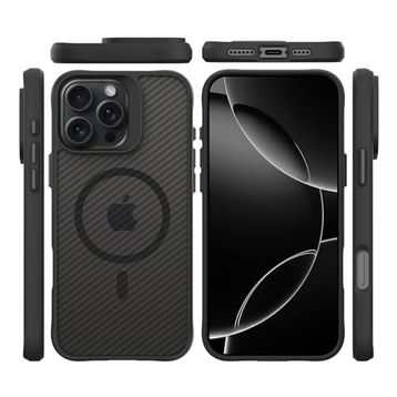 Bix iPhone 16 Pro Carbon Fiber Force Magsafe Anti-Şok Teknolojili Kamera ve Ekran Korumalı Kılıf