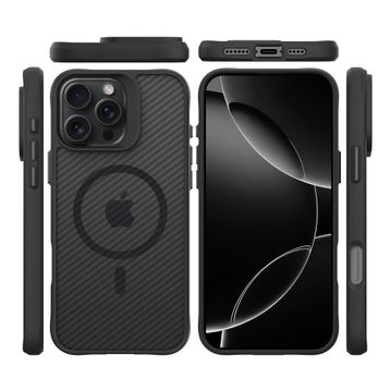 Bix iPhone 16 Pro Carbon Fiber Force Magsafe Anti-Şok Teknolojili Kamera ve Ekran Korumalı Kılıf