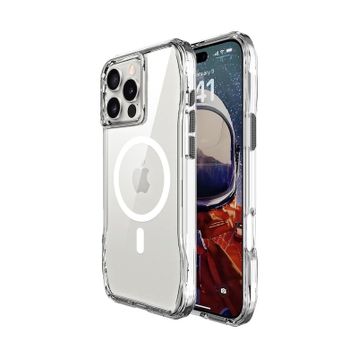 Bix iPhone 16 Pro Max Octagon Hava Yastıklı Magsafe Maksimum Korumalı Antrasit Kristal Şeffaf Kılıf