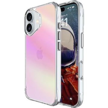 Bix iPhone 16 Pure Rainbow Pembe Çizilmeye Dayanıklı Darbe Emici Renk Geçişli Şeffaf Kılıf