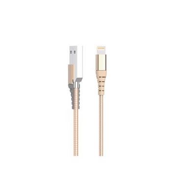 Bix iPhone İçin Altın Ultra Güçlendirilmiş MFI Lightning Şarj Kablosu