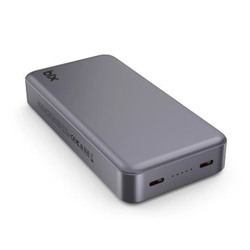 Bix PB205 20000 mAh PD 20W Çift USB-C Portlu Koyu Gri Hızlı Şarj Destekli Dayanıklı Metal Powerbank