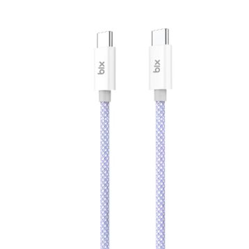 Bix T2CC 60W Ledli 1 mt Mor Type-C Örgülü PVC Kablo