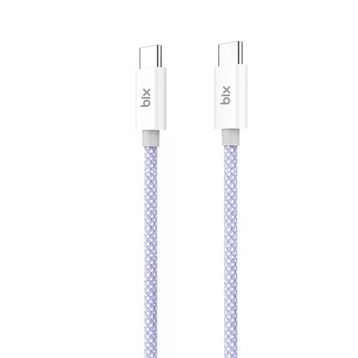 Bix T2CC 60W Ledli 1 mt Mor Type-C Örgülü PVC Kablo